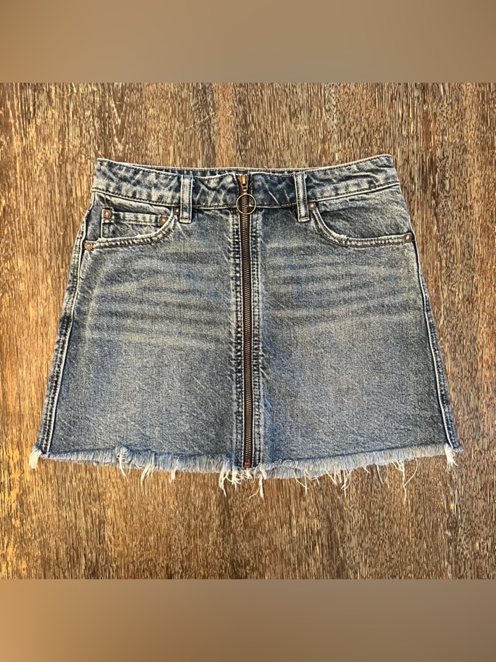 We The Free, Free People Denim Mini Skirt w/ Zippered Front